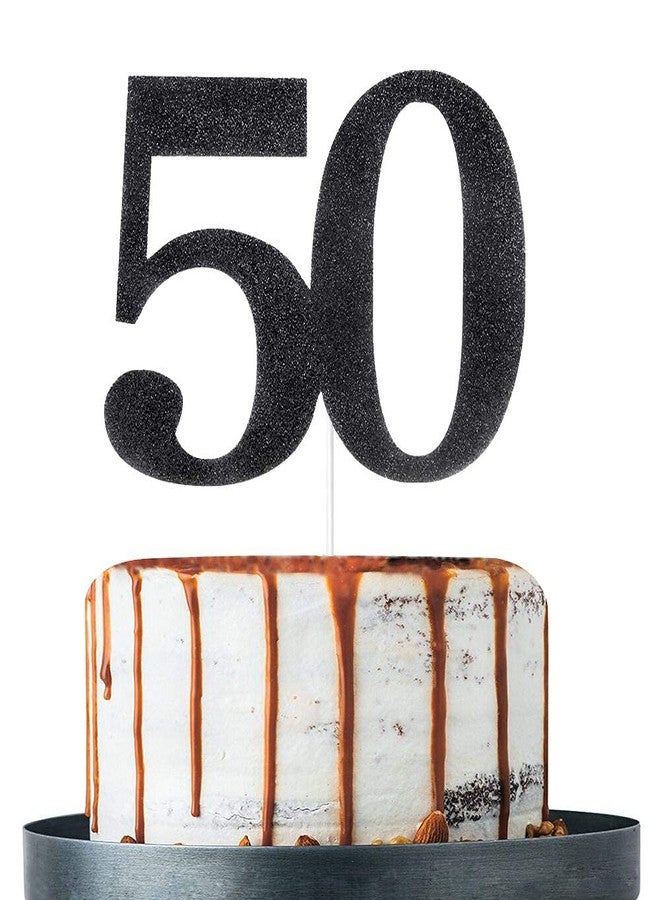 فيستيكو زينة كعكة رقم 50 من فيستيكو® باللون الأسود اللامع - لتزيين حفلات أعياد الميلاد الخمسين/الذكرى السنوية للزواج - Image 1